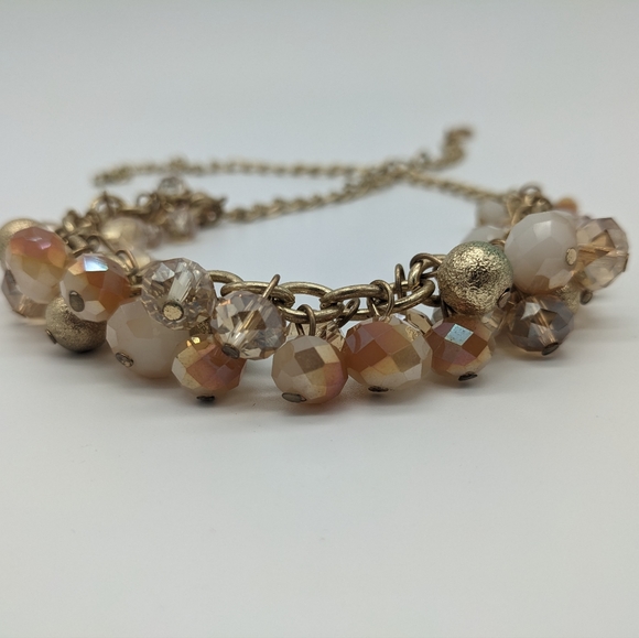 Vintage The Loft antique gold tone chains and an iridescent smoky oran cut glass - Picture 6 of 6